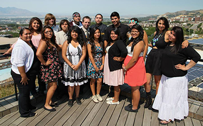 Group of Shoshoni and Goshute students in graduation photo